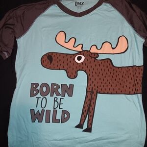 Lazy One 'Born to Be Wild' Moose Half Sleeve - Blue and Brown